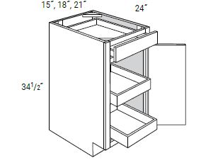 1 Door 1 Drawer Base Cabinets with Soft-Close 2 Rollouts