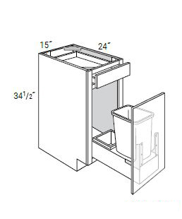 Base Cabinets with Trash Pullout-B15SFTTR-DMK