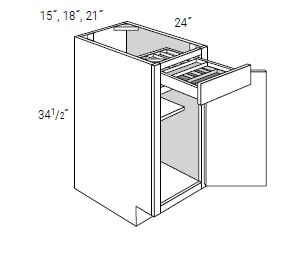 1 Door 1 Drawer Base Cabinets with 2-Tier Cutlery Drawer