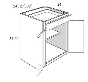 2 Doors 1 Drawer Base Cabinets