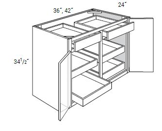 2 Doors 2 Drawers Base Cabinets with Soft-Close 4 Rollouts