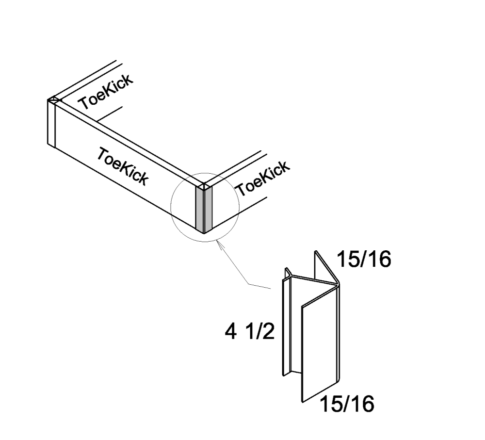  PVC Toe Kick Corner Connector