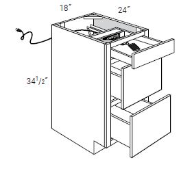 3 Drawer Base Cabinets with Charging Drawer