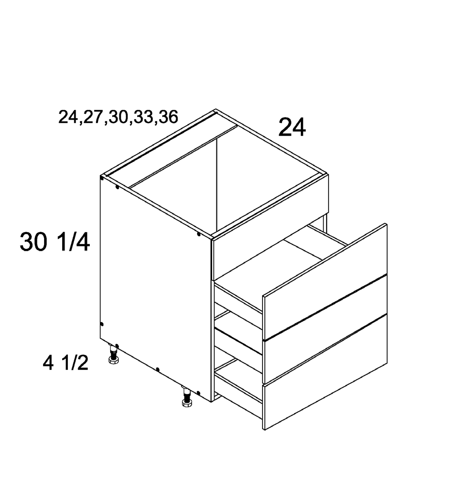 Three Drawer with False Front Range Base