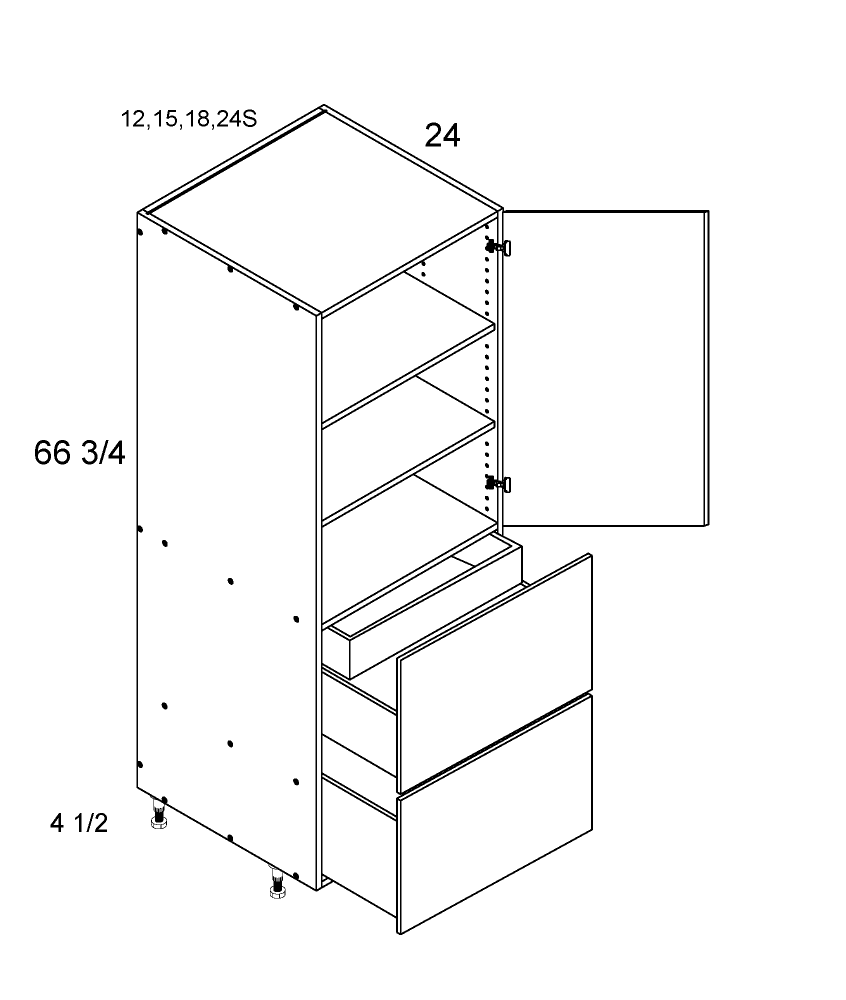 Tall with Two Drawer and One Inner Drawer Single Door