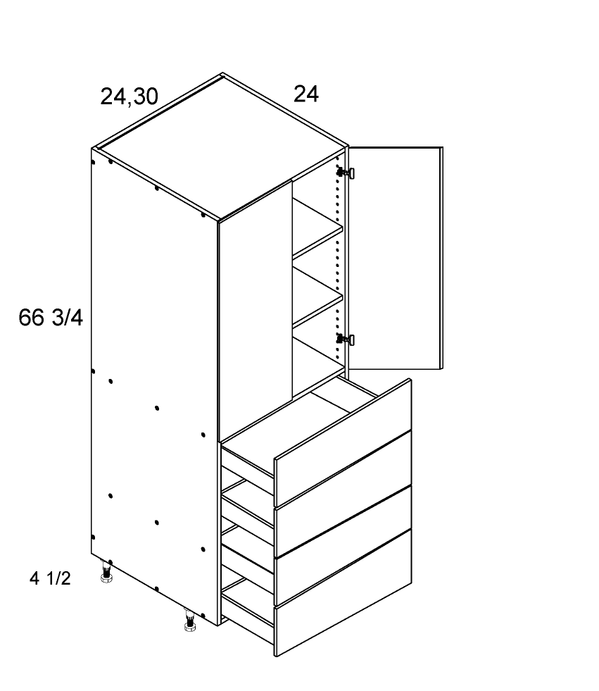 Tall with Four Drawer Two Door Utility