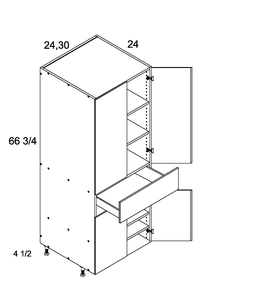 Tall with One Drawer Four Door Utility