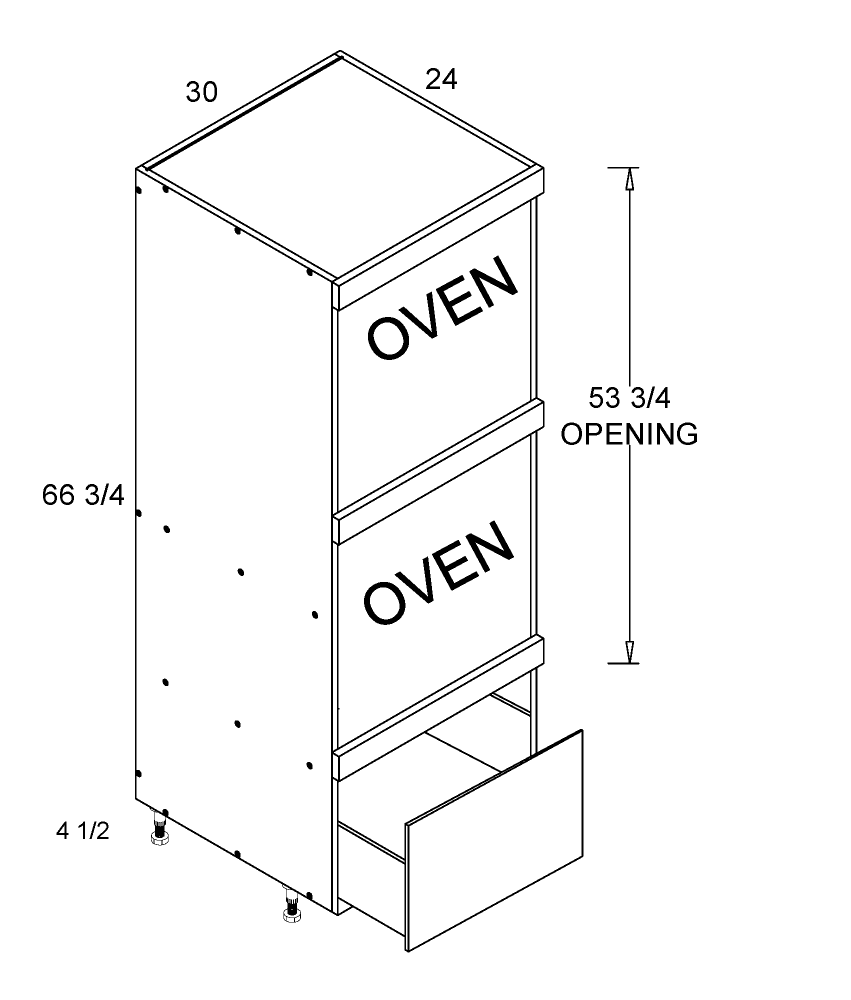 Tall Two Oven with One Drawer Utility