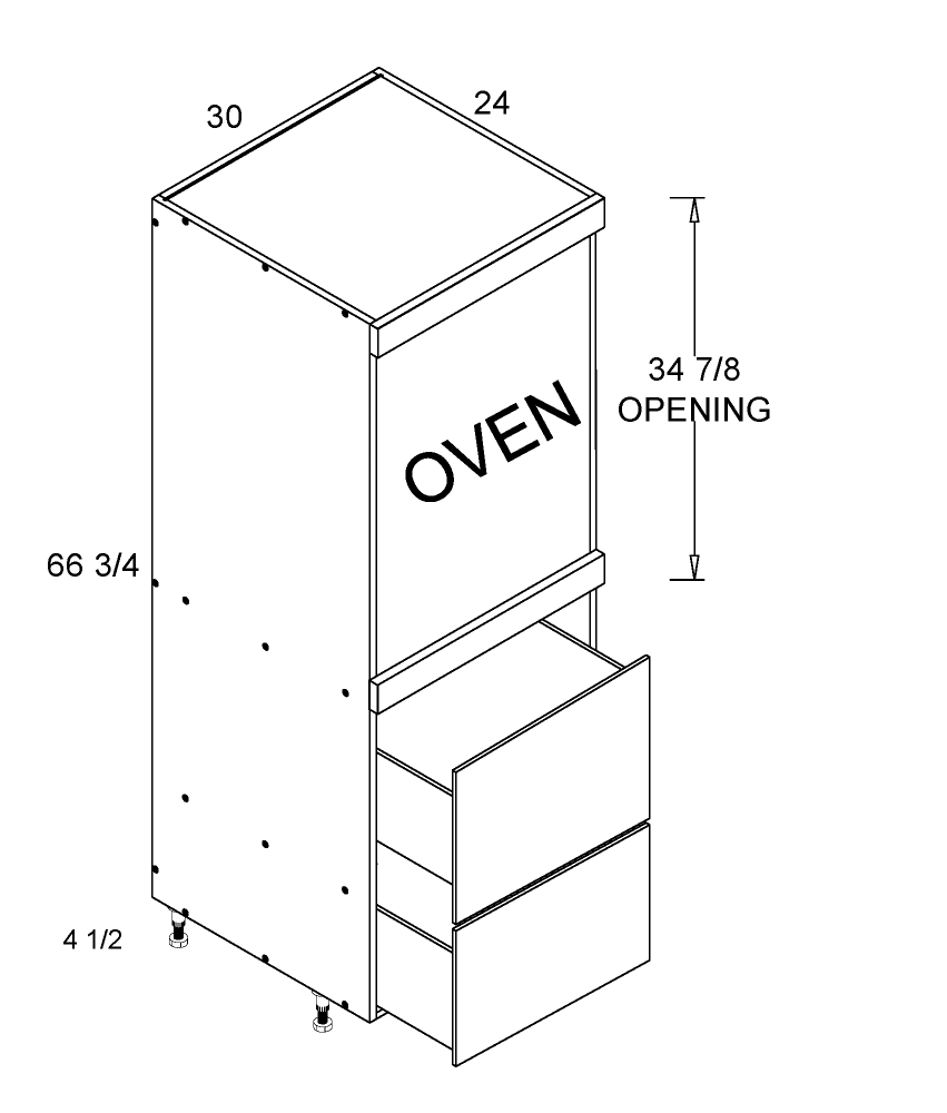 Tall One Oven with Two Drawer Utility