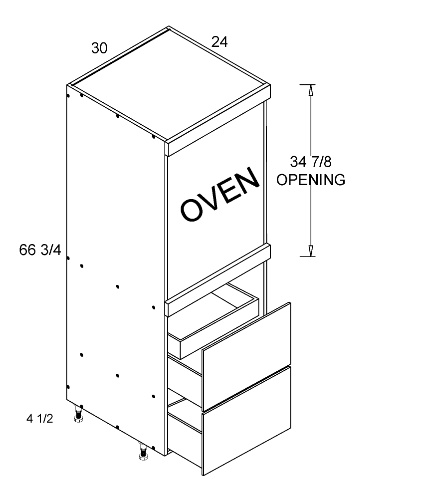 Tall One Oven with Two Drawer and One Inner Drawer