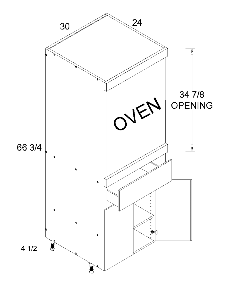 Tall One Oven with One Drawer Two Door Utility