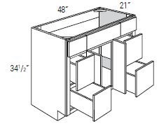 2 Doors 4 Drawers Vanity Base Cabinets